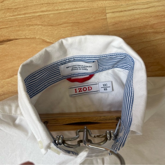 Izod Clean White Polo Classic Long sleeve Button Down Boys Size 8 - Picture 4 of 4